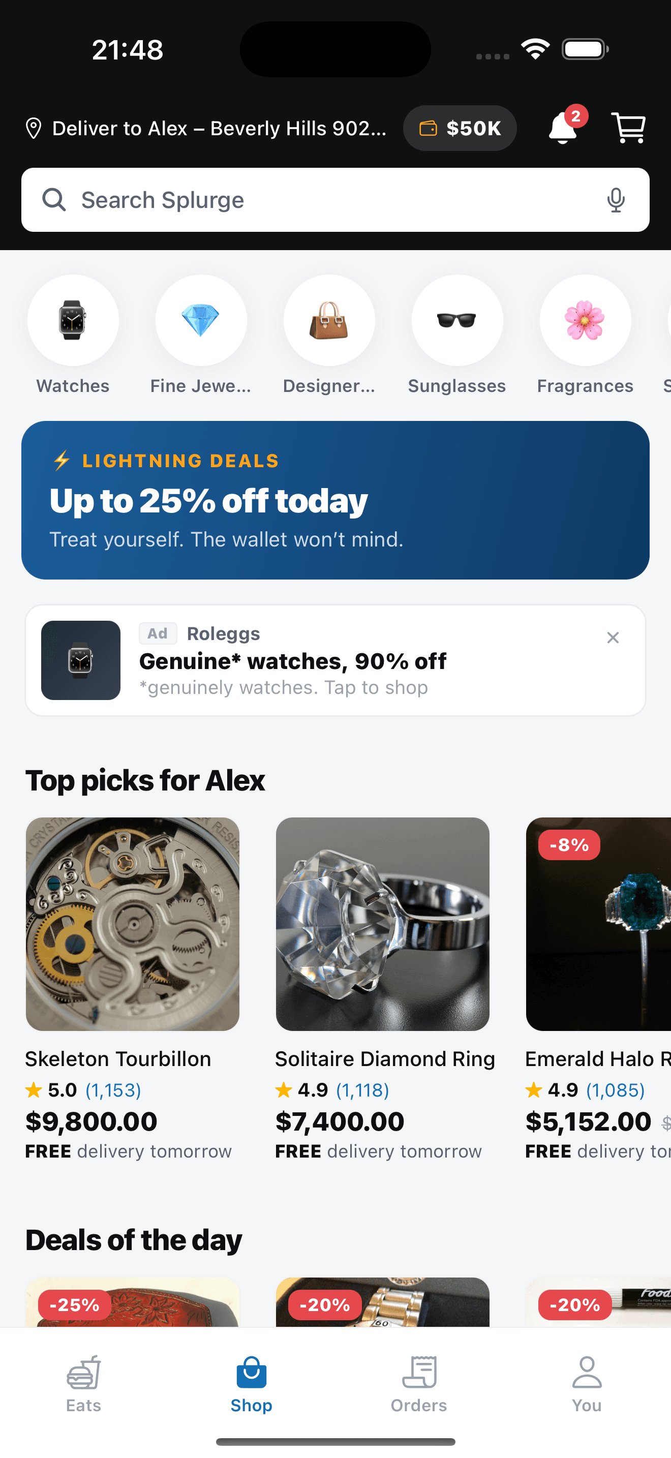 Splurge Shop product grid