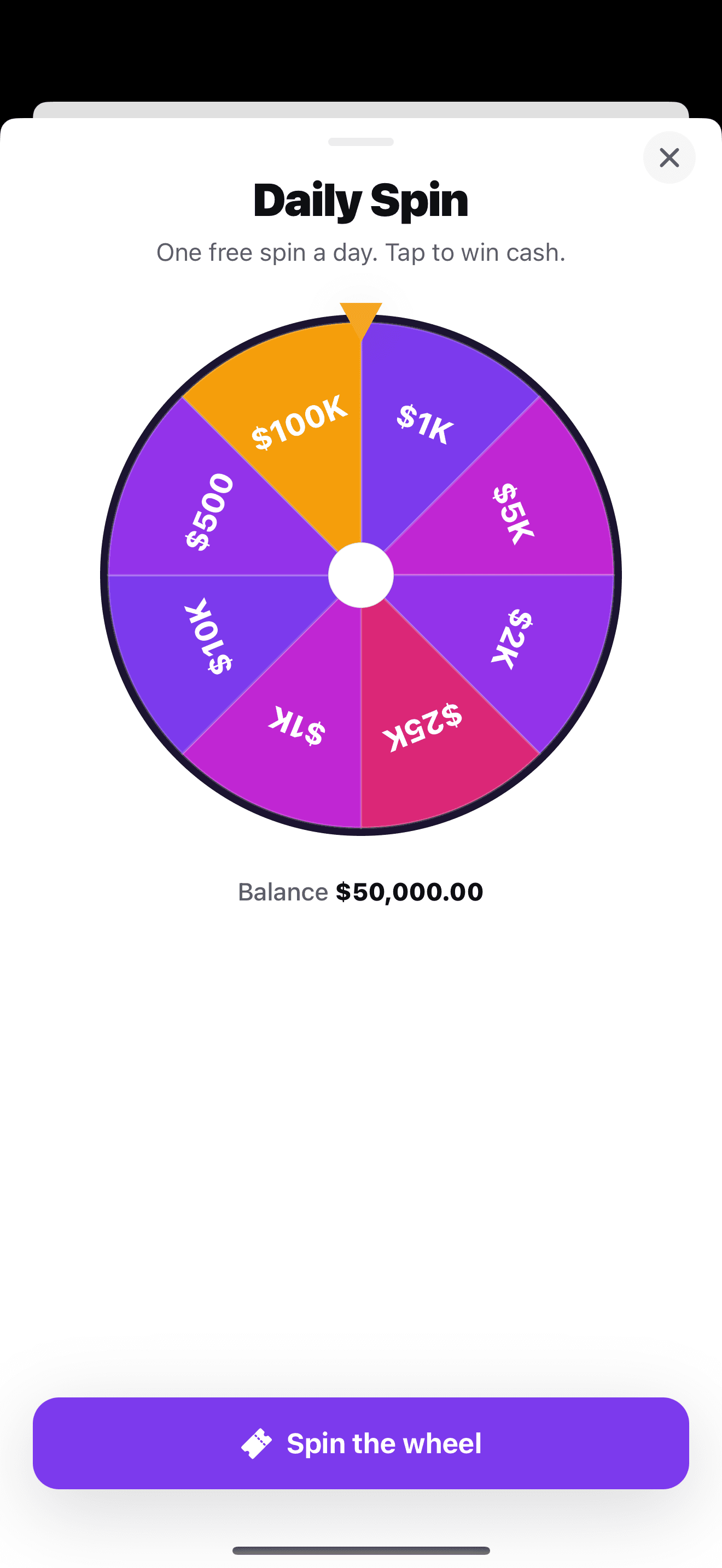Splurge — Daily Spin wheel